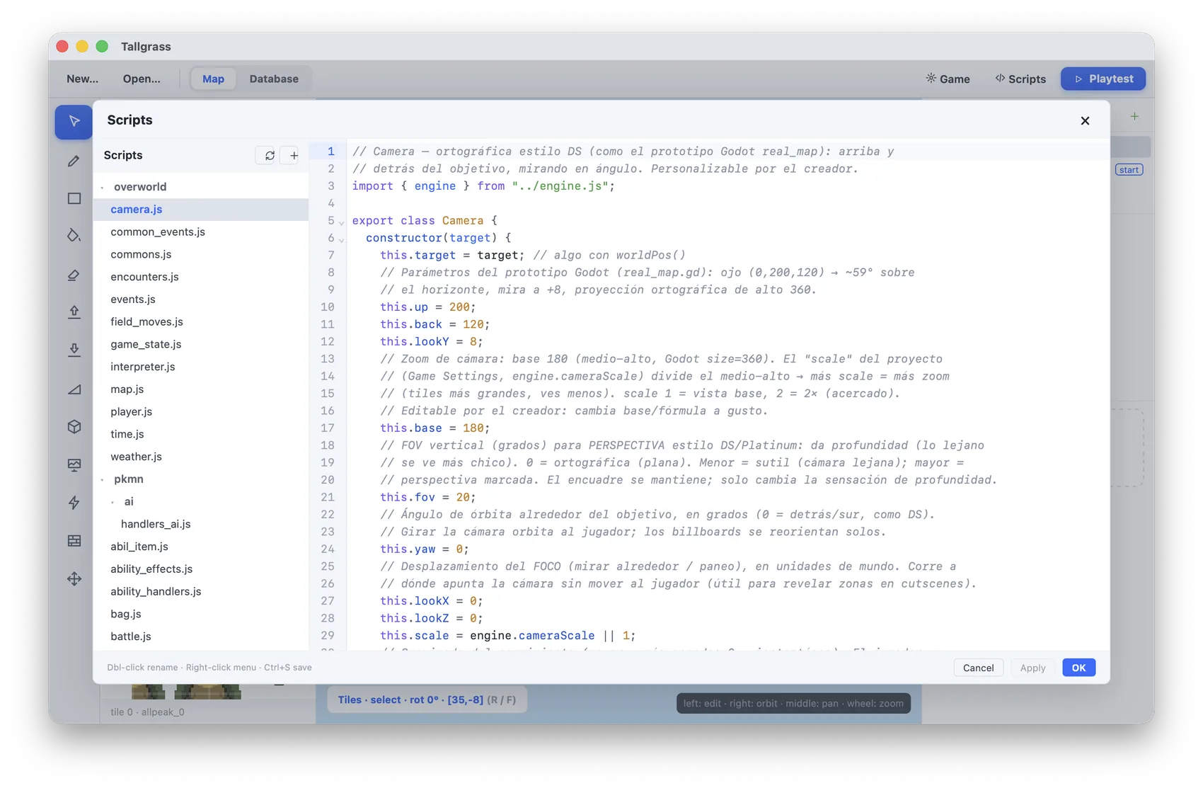 In-app CodeMirror script editor
